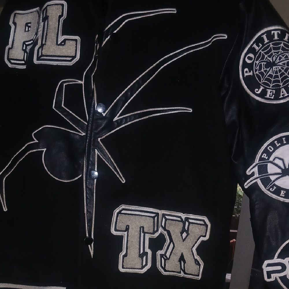 Politix Varsity Black and White Graphic Jacket